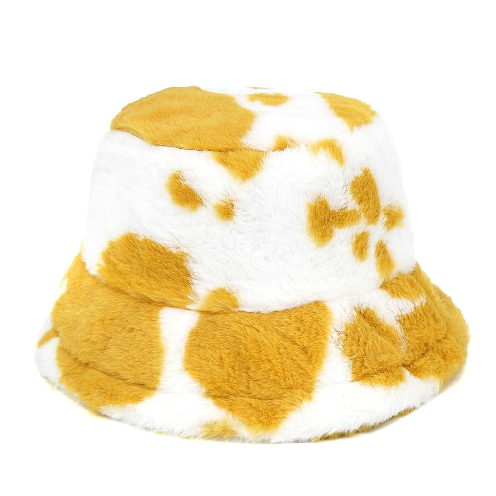 Cow Print Fur Bucket Hat