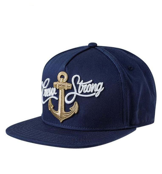 Crew Strong Navy Blue Snapback Cap