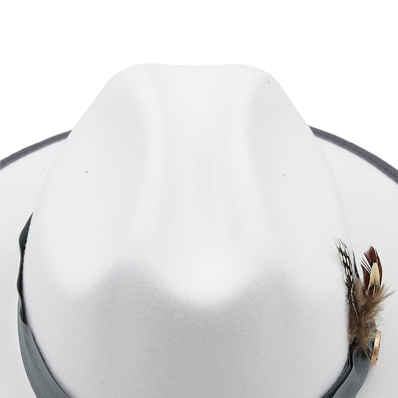 Feathers White Wool Fedora Hat