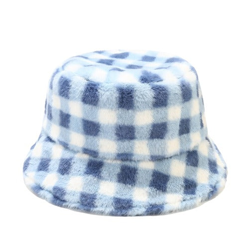 GLTR Plaid Fur Bucket Hat