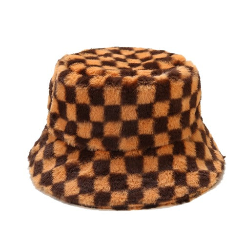 GLTR Plaid Fur Bucket Hat