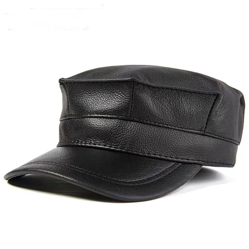 Genuine Leather Earflaps Army Cap