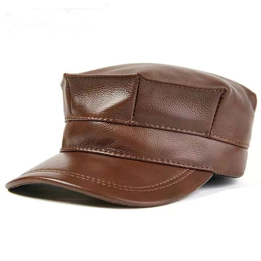 Genuine Leather Earflaps Army Cap