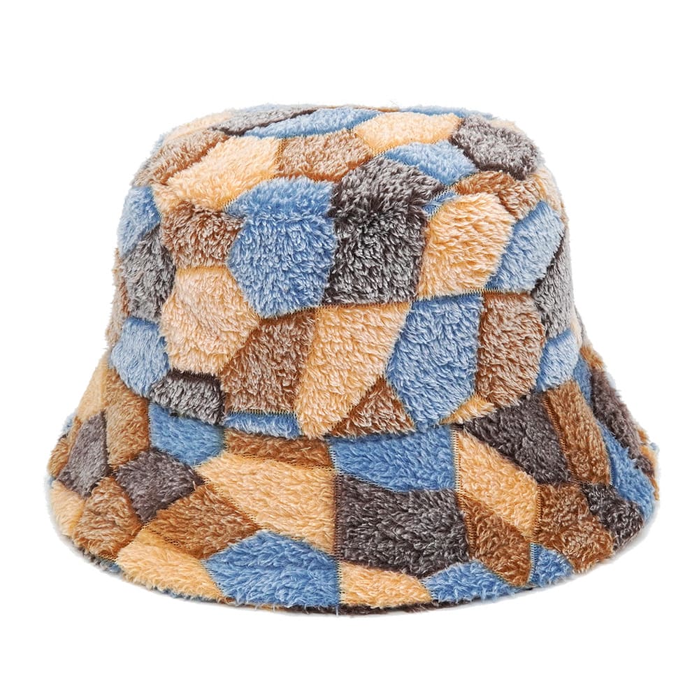 Geometric Print Fur Bucket Hat