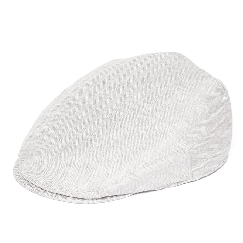 JM Herringbone Linen Flat Cap