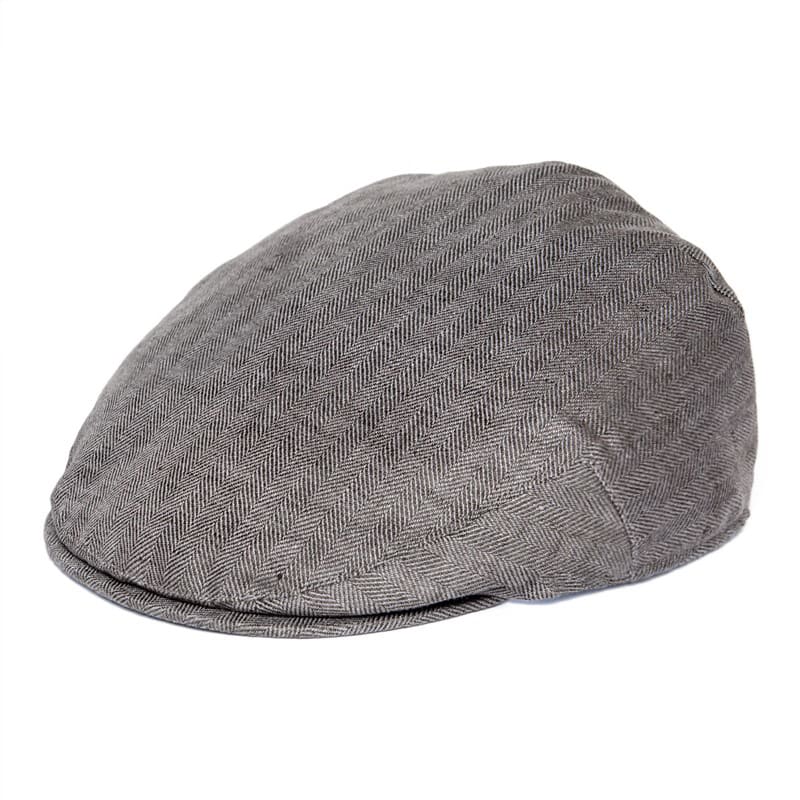 JM Herringbone Linen Flat Cap