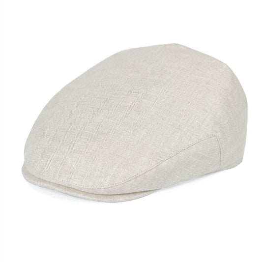 JM Herringbone Linen Flat Cap