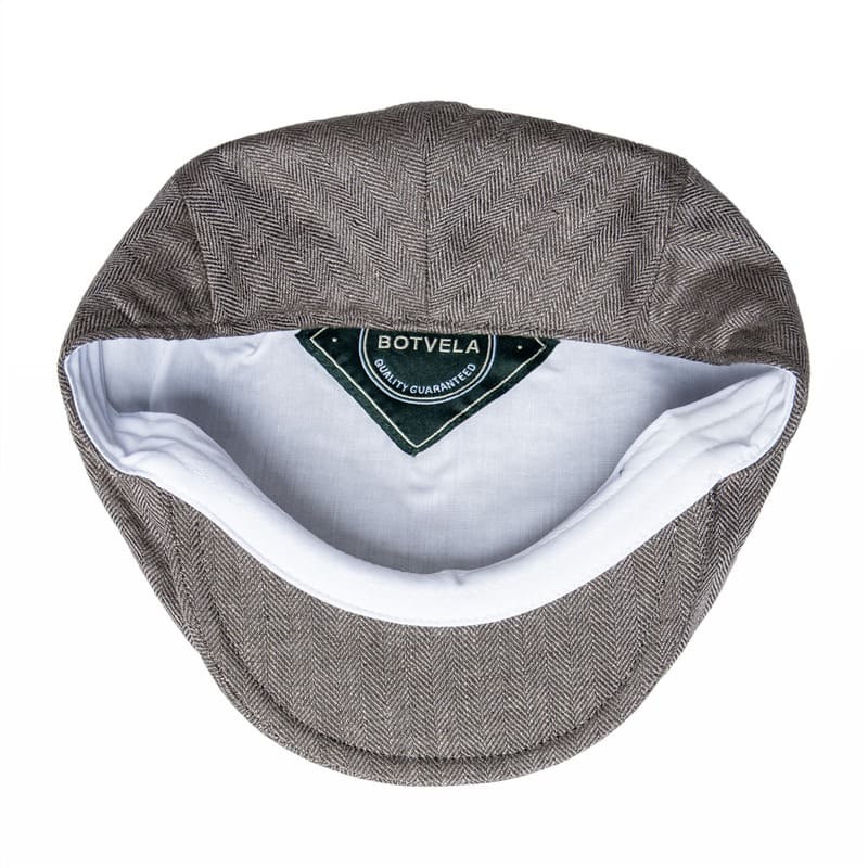 JM Herringbone Linen Flat Cap