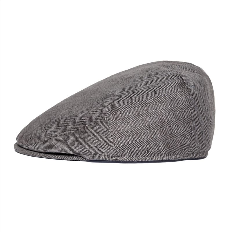 JM Herringbone Linen Flat Cap