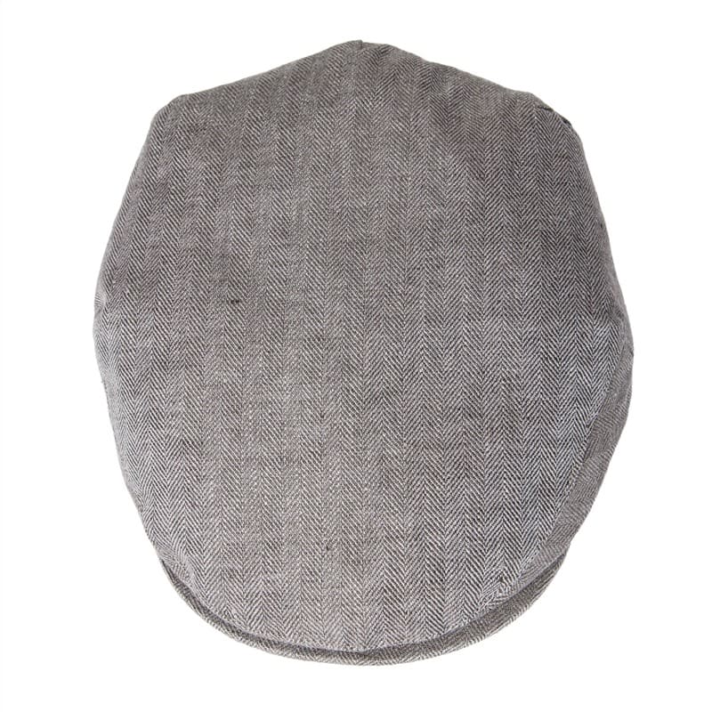 JM Herringbone Linen Flat Cap