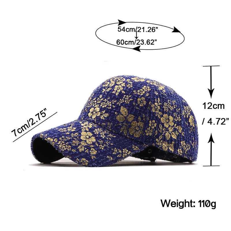 J&M Golden Floral Baseball Cap