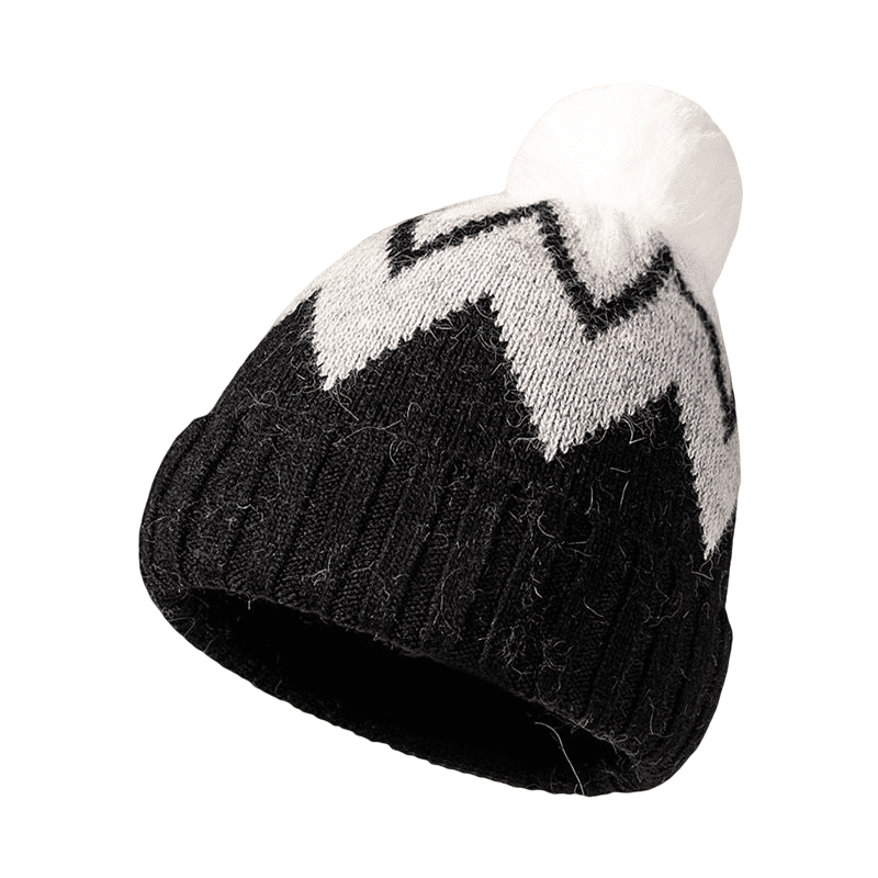 Jacquard Knitted Pompom Beanie