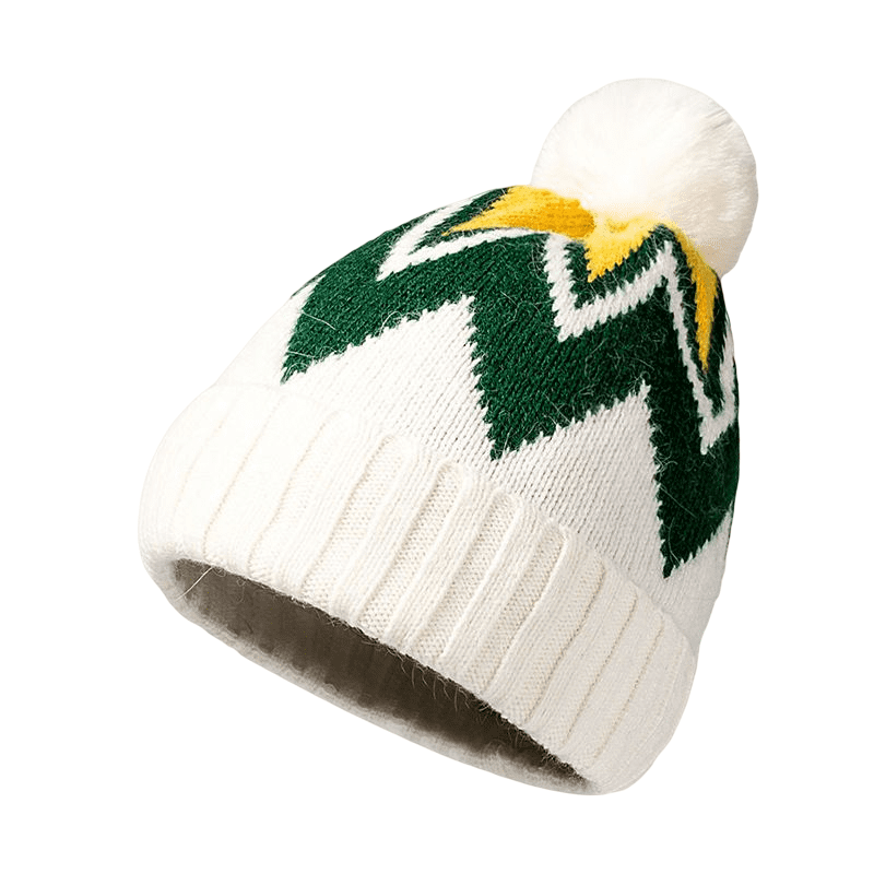 Jacquard Knitted Pompom Beanie