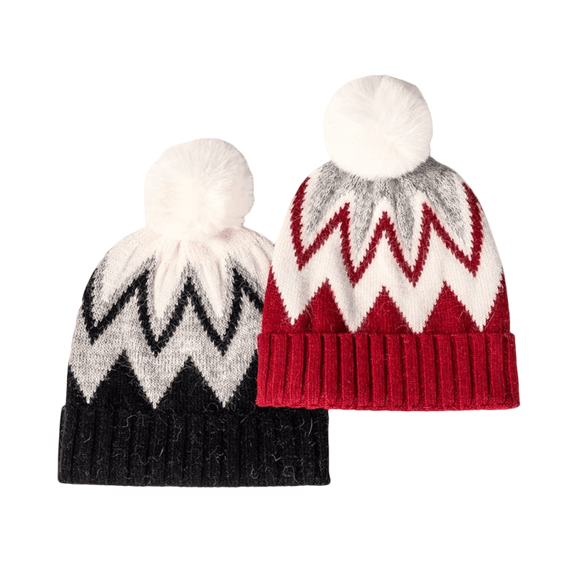 Jacquard Knitted Pompom Beanie