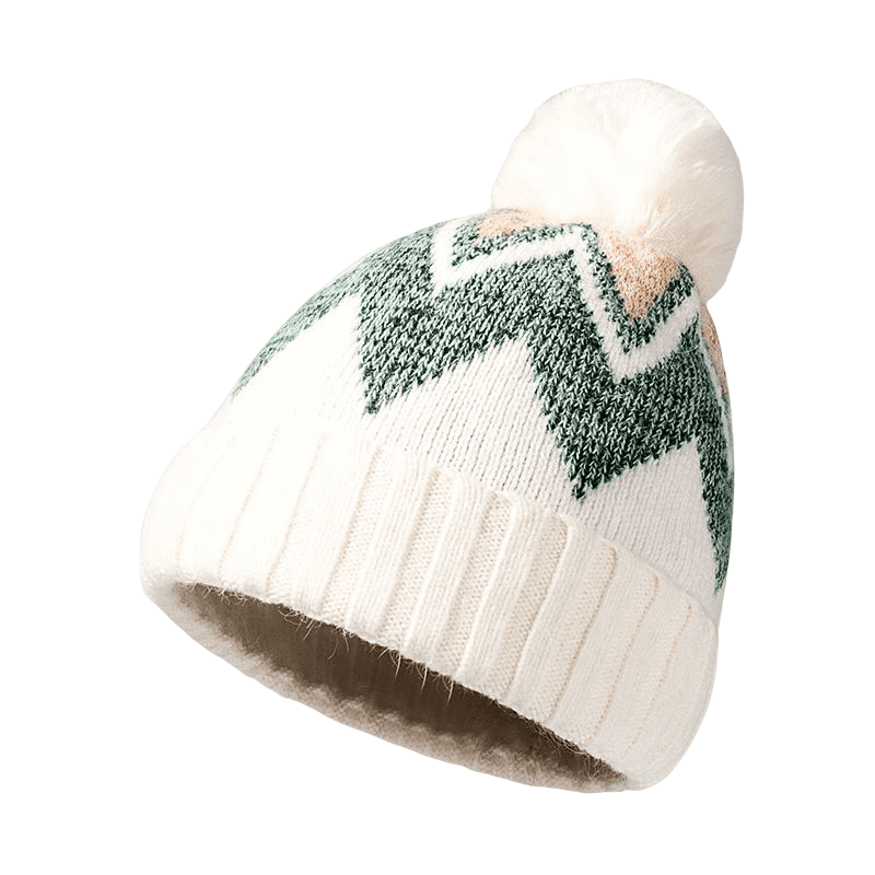 Jacquard Knitted Pompom Beanie