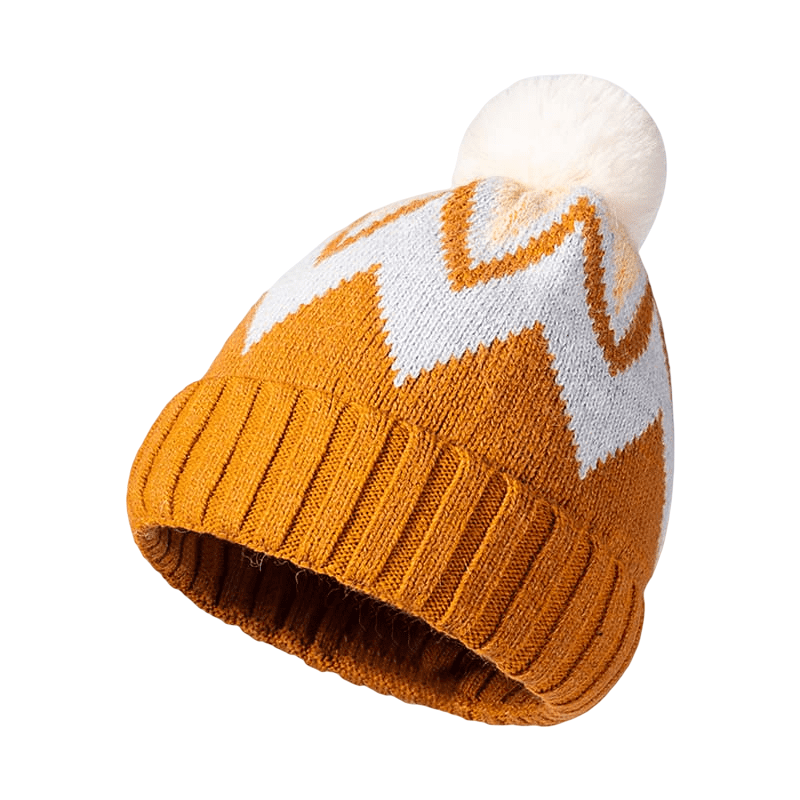 Jacquard Knitted Pompom Beanie