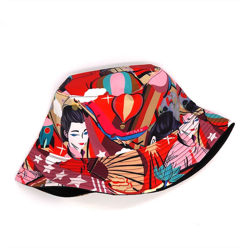 Japanese Kimono Red Bucket Hat