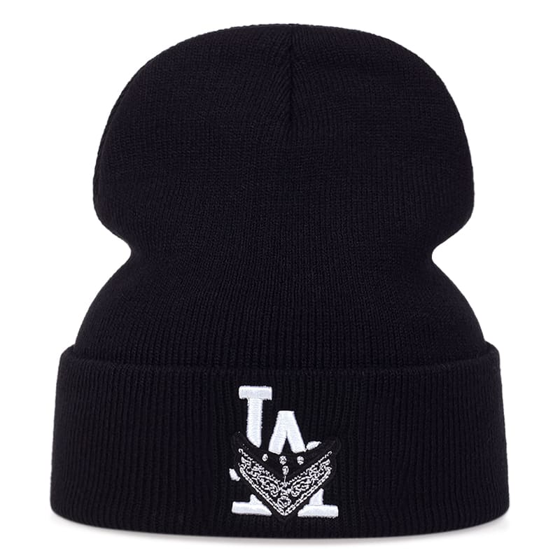 LA Crimes Black Cotton Beanie