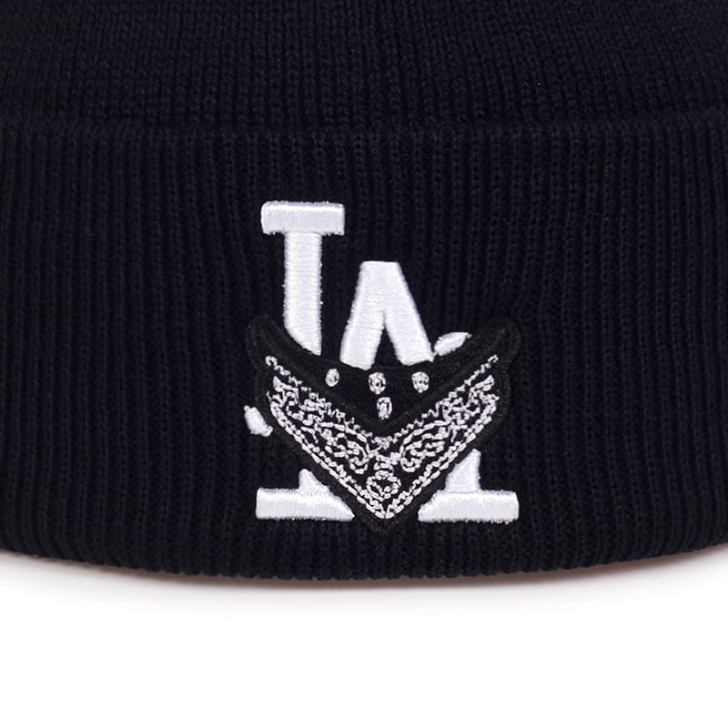 LA Crimes Black Cotton Beanie