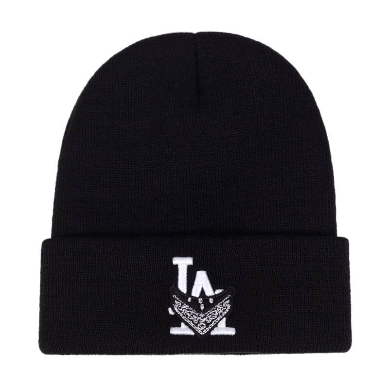 LA Crimes Black Cotton Beanie