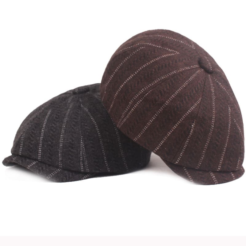 Leeds Striped Wool Newsboy Cap