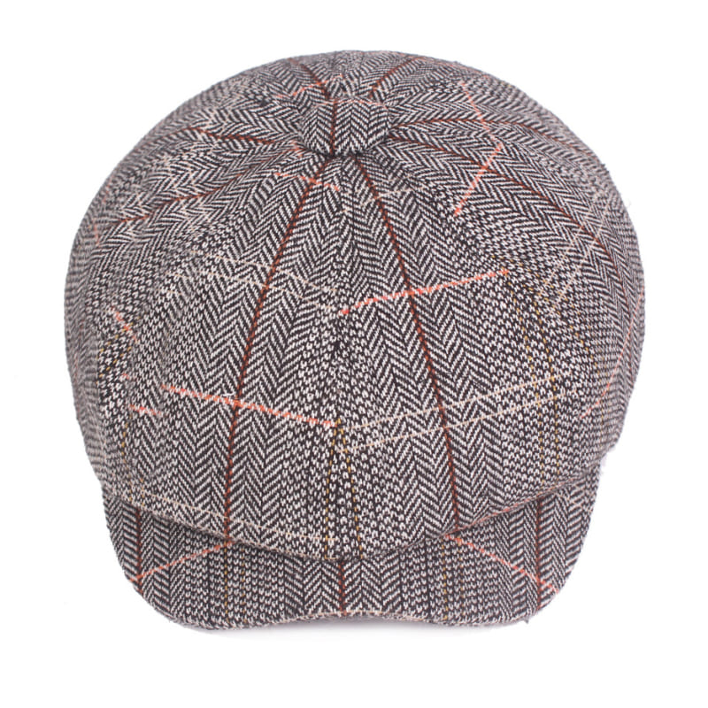 Plaid-Herringbone-newsie-8-panels-bakerboy-paperboy-cabbie-hat