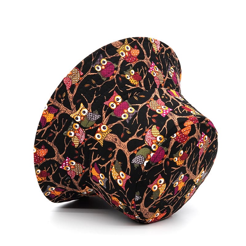 Owls Print Cotton Bucket Hat