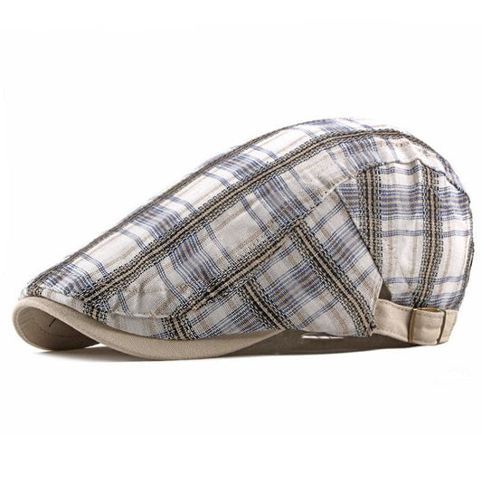 Quimper Plaid Cotton Flat Cap