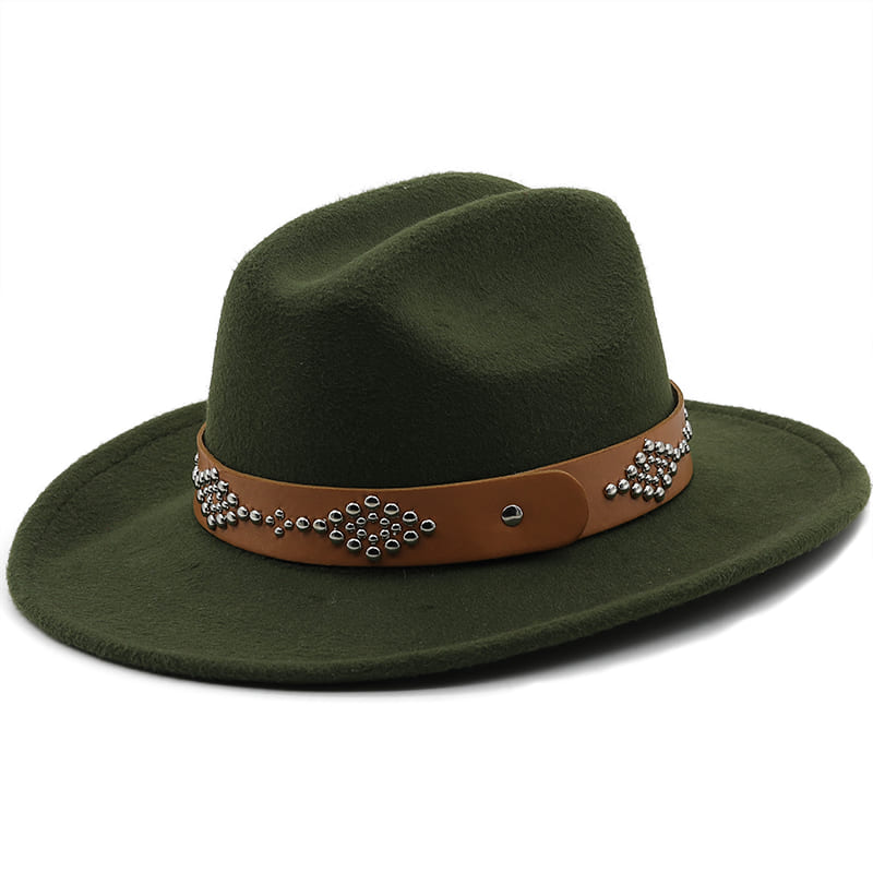 Studded Ribbon Wool Homburg Hat