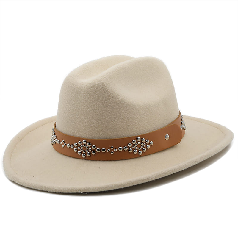 Studded Ribbon Wool Homburg Hat