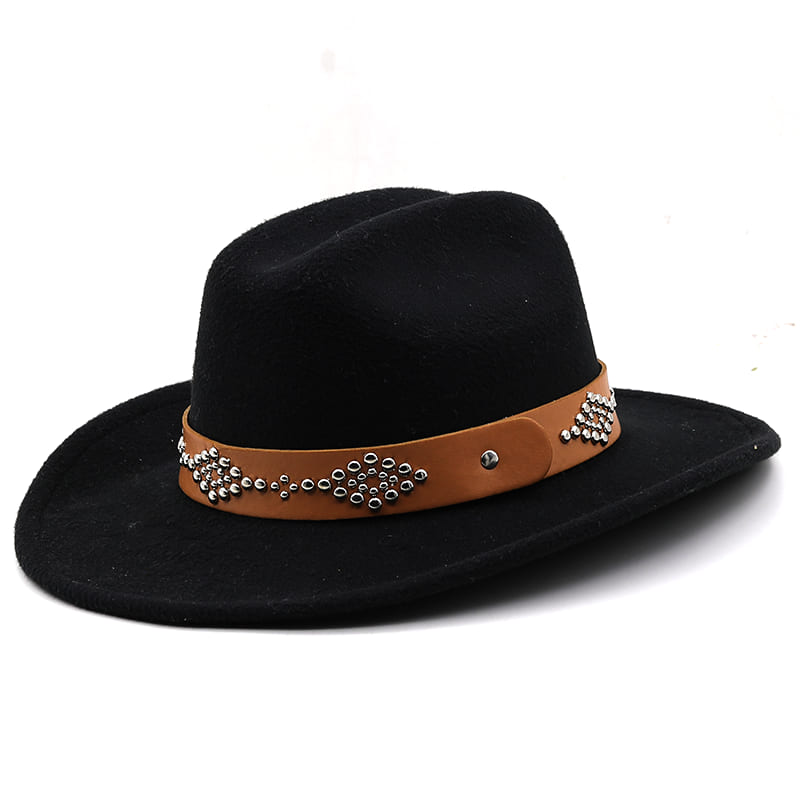 Studded Ribbon Wool Homburg Hat