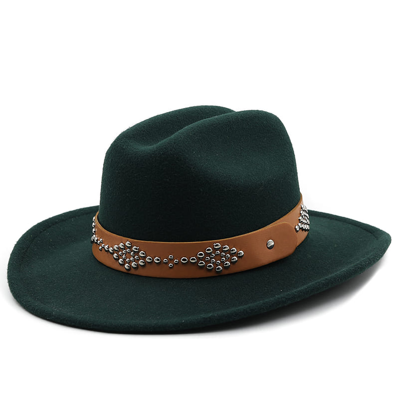 Studded Ribbon Wool Homburg Hat