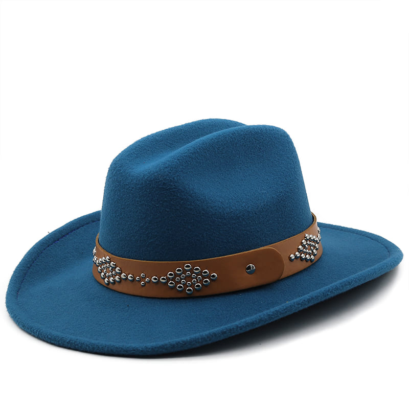 Studded Ribbon Wool Homburg Hat