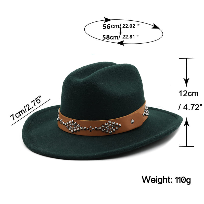 Studded Ribbon Wool Homburg Hat