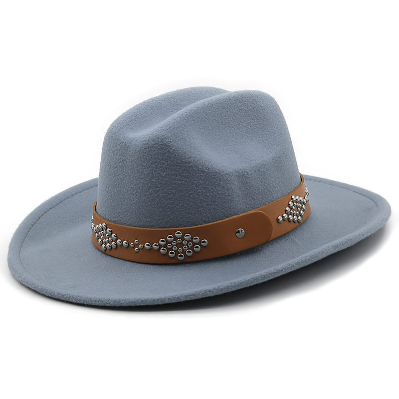 Studded Ribbon Wool Homburg Hat