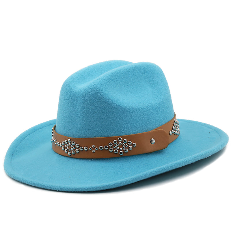 Studded Ribbon Wool Homburg Hat