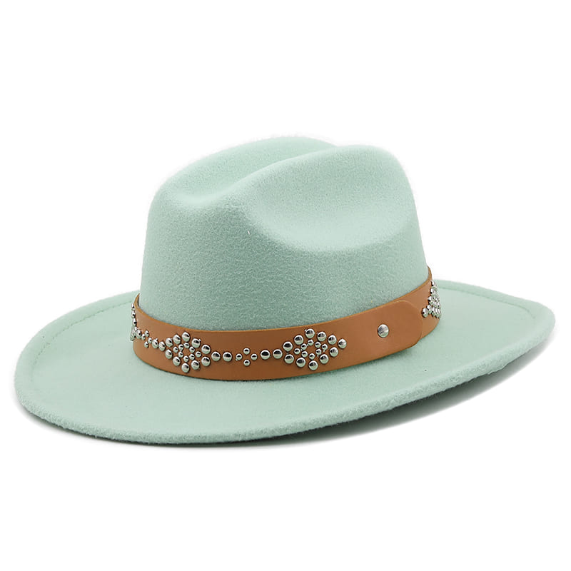 Studded Ribbon Wool Homburg Hat