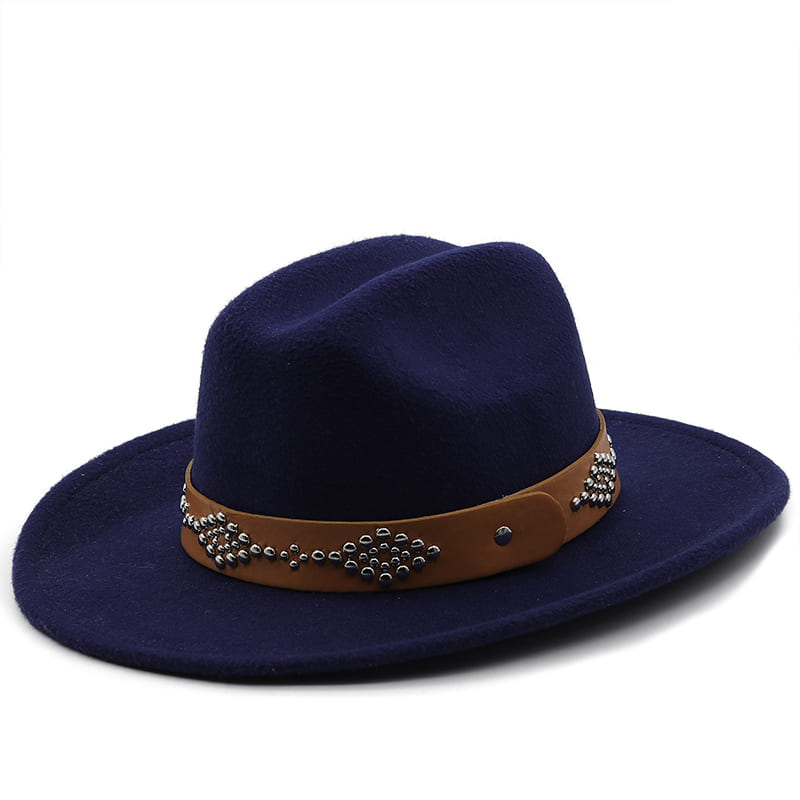 Studded Ribbon Wool Homburg Hat