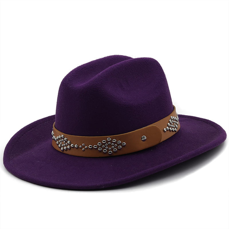 Studded Ribbon Wool Homburg Hat