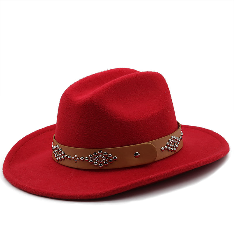 Studded Ribbon Wool Homburg Hat