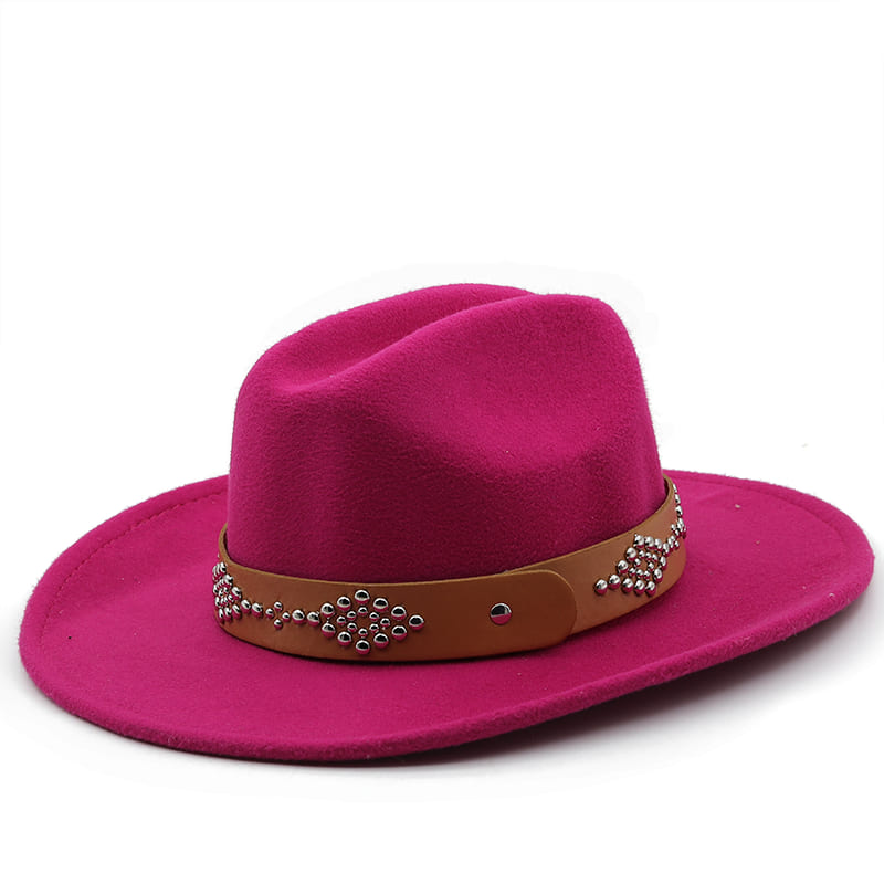 Studded Ribbon Wool Homburg Hat