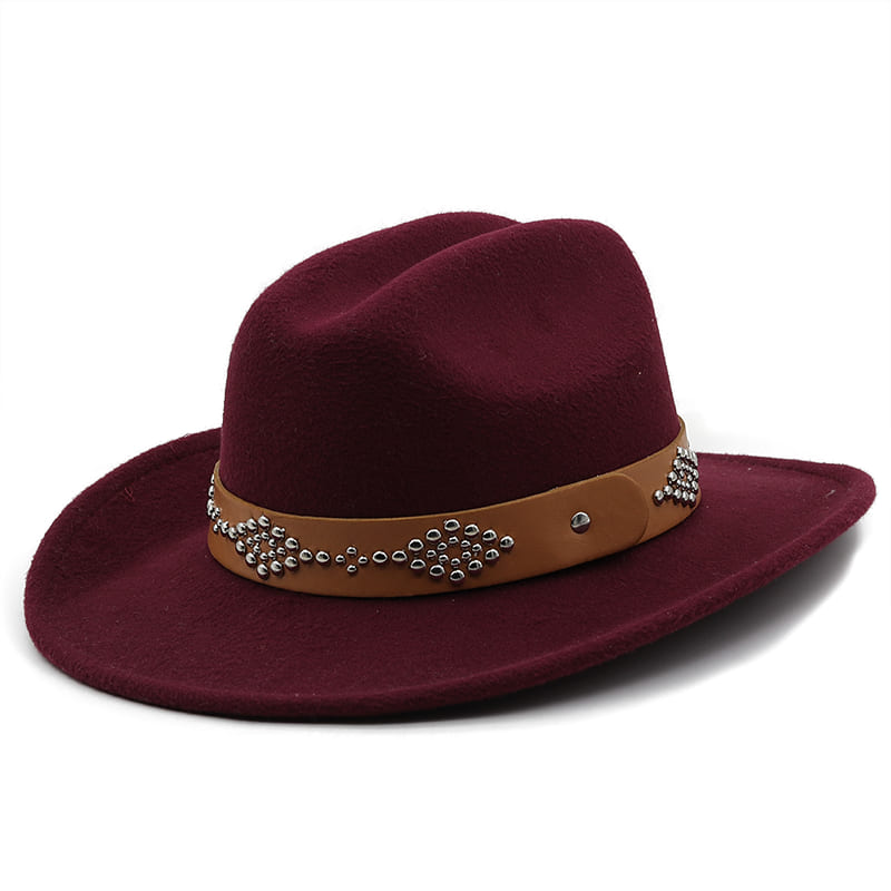 Studded Ribbon Wool Homburg Hat