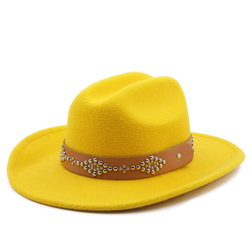 Studded Ribbon Wool Homburg Hat