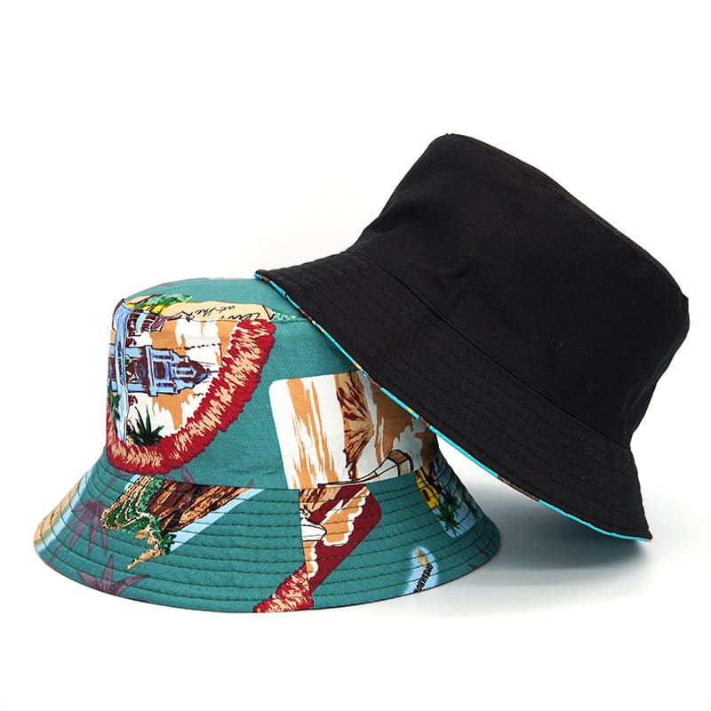 green-strip-cotton-fisherman-headwear
