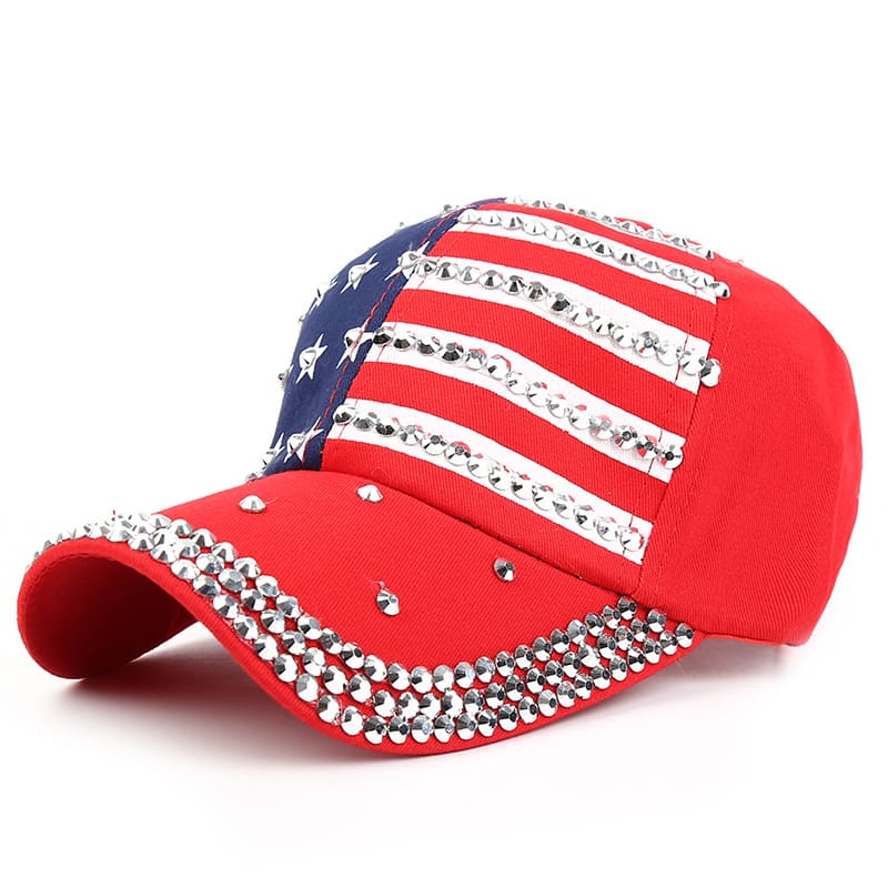 USA Flag Studded Baseball Cap