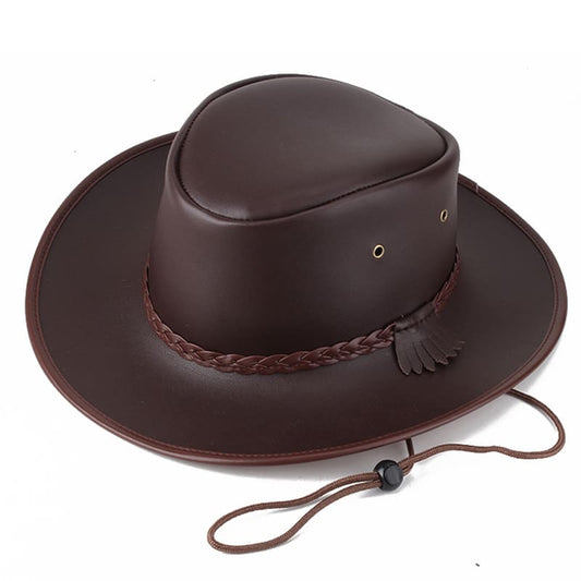 Western Cowboy Leather Porkpie Hat