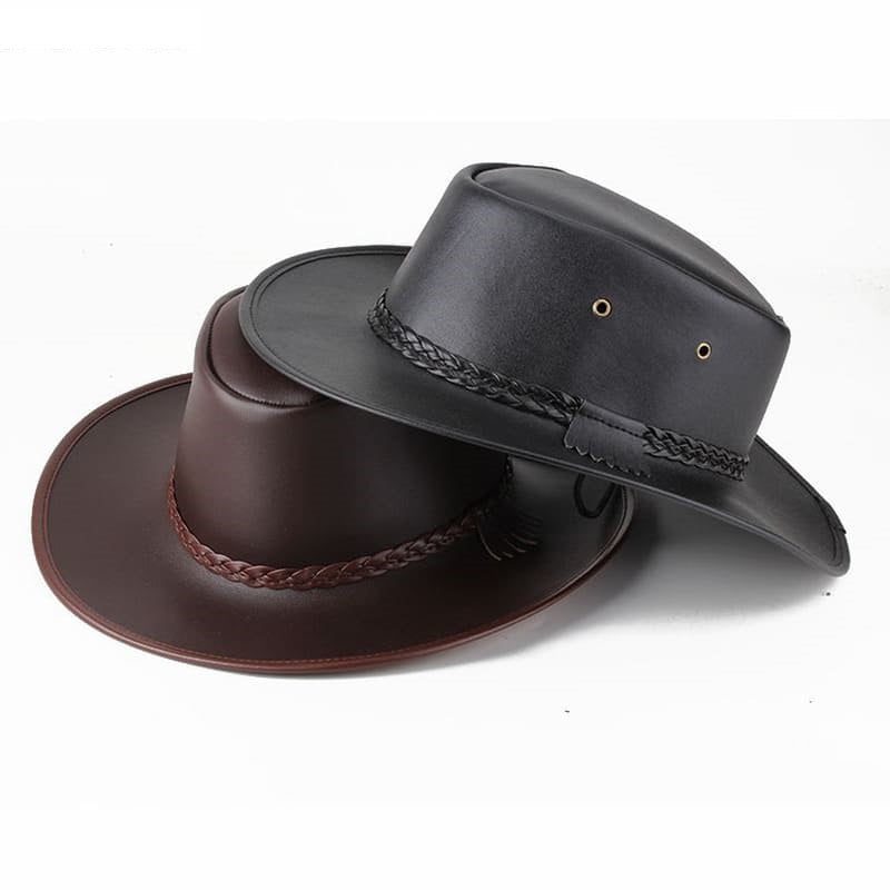 Western Cowboy Leather Porkpie Hat