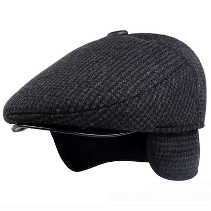 William Wool Earflaps Flat Cap