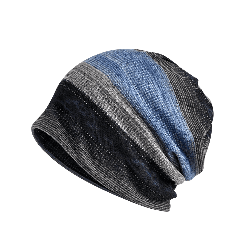 Winter Velvet Lining Striped Beanie