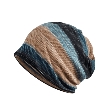 Winter Velvet Lining Striped Beanie